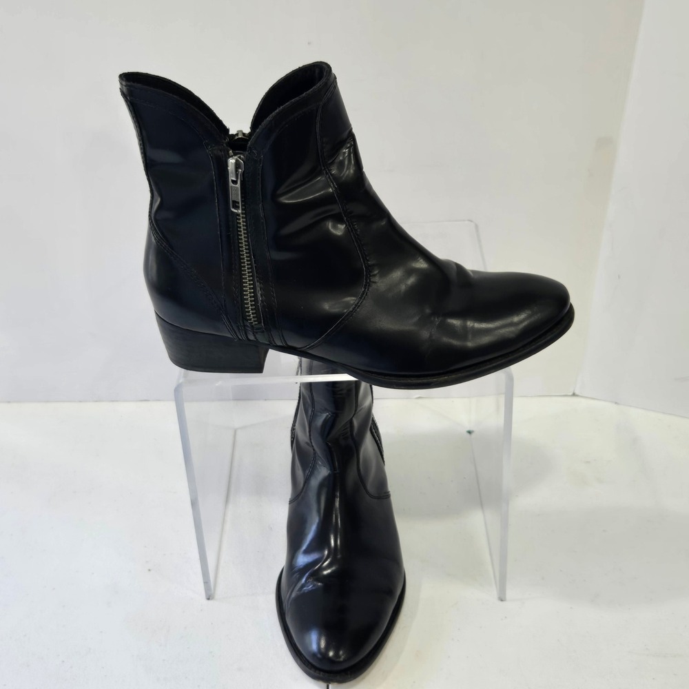 Seychelles Black Side Zip Ankle Boots Pointed Toe Block Heel Size 8.5
